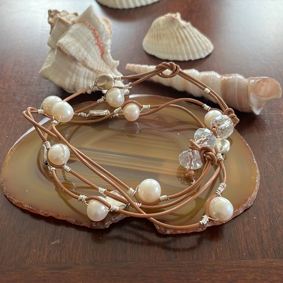 Freshwater Pearls on Triple Wrap Bracelet OOOK - Picture 4 of 5